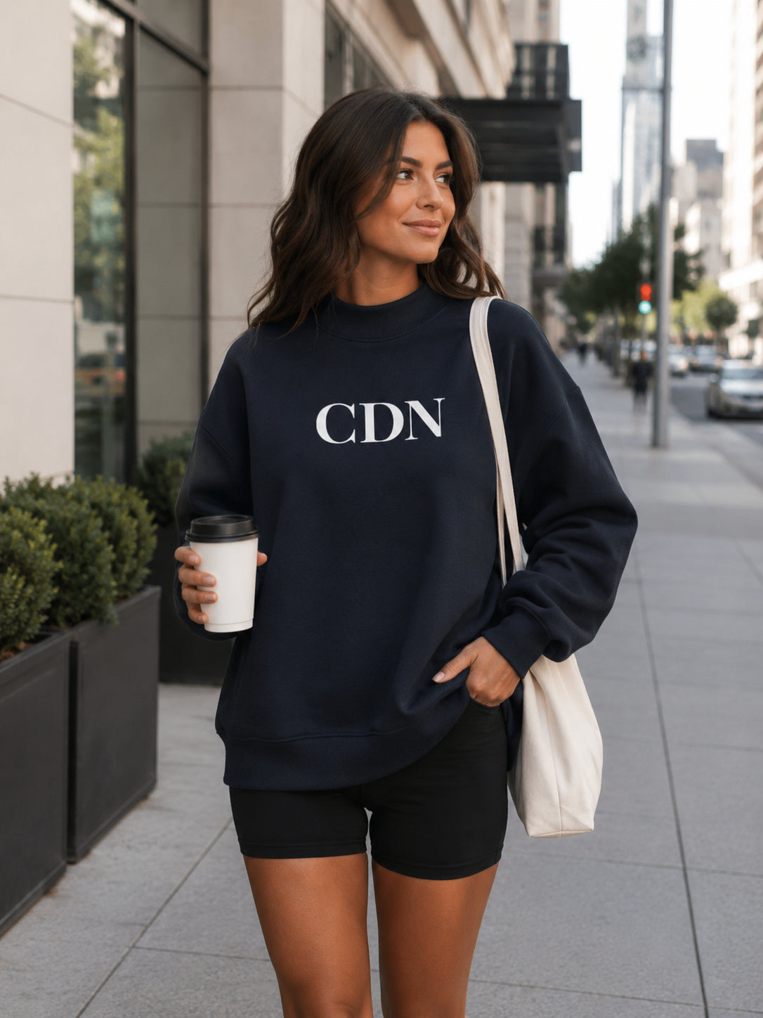 Essential Fleece Mock-Neck Crew Sweatshirt